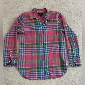 J. Crew Classic Plaid Shirt in Pink and Green